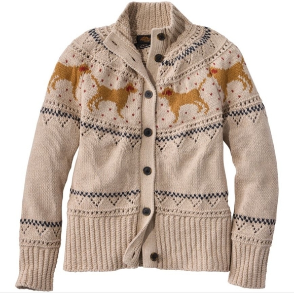 VTG LL Bean Women's Signature Cotton Fisherman Sweater, Labrador Fair Isle - Picture 3 of 13